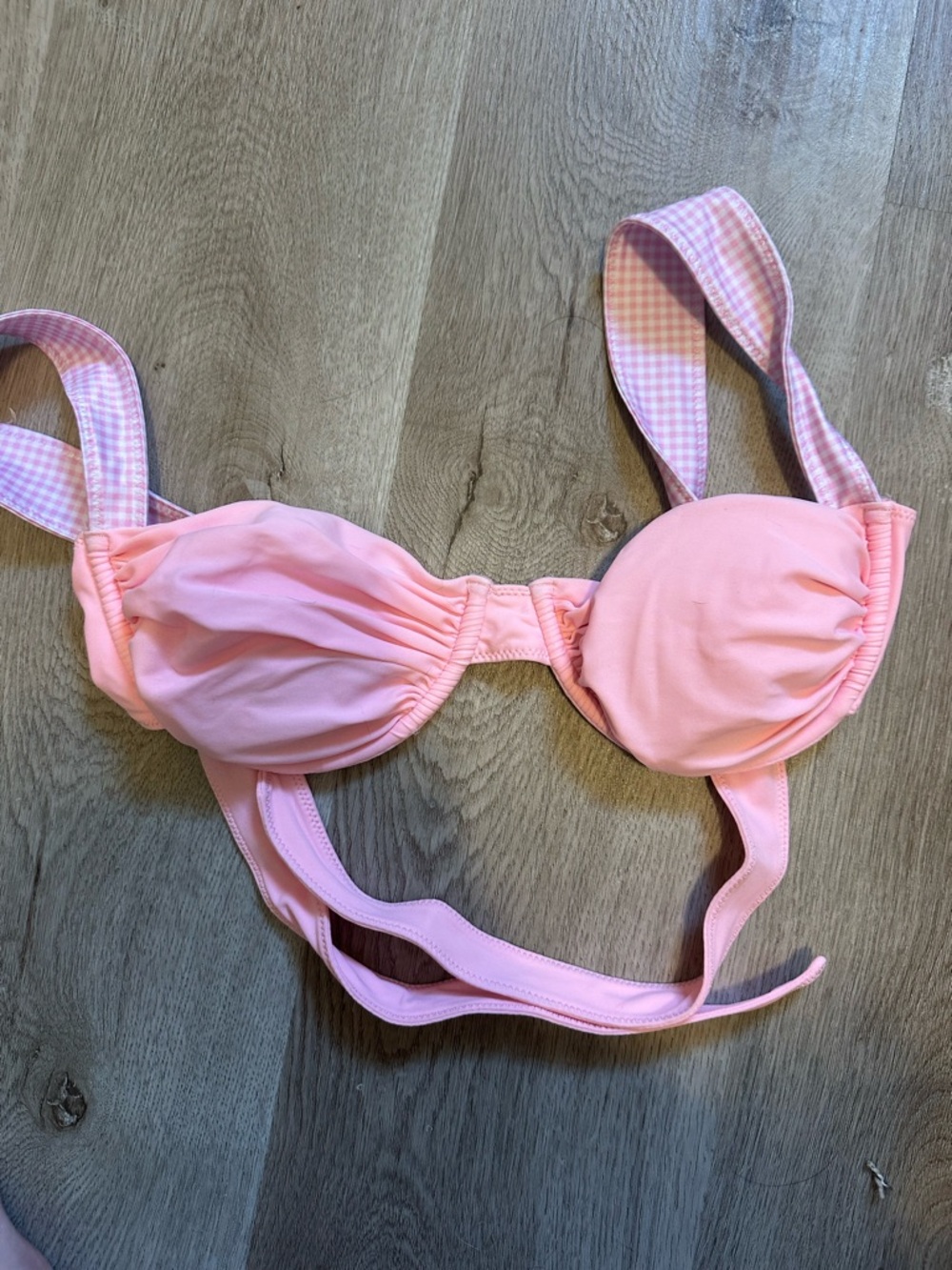 Strawberry Milk Mob ballerina top 3.0 Light Pink Gingham-Trim Bikini Top